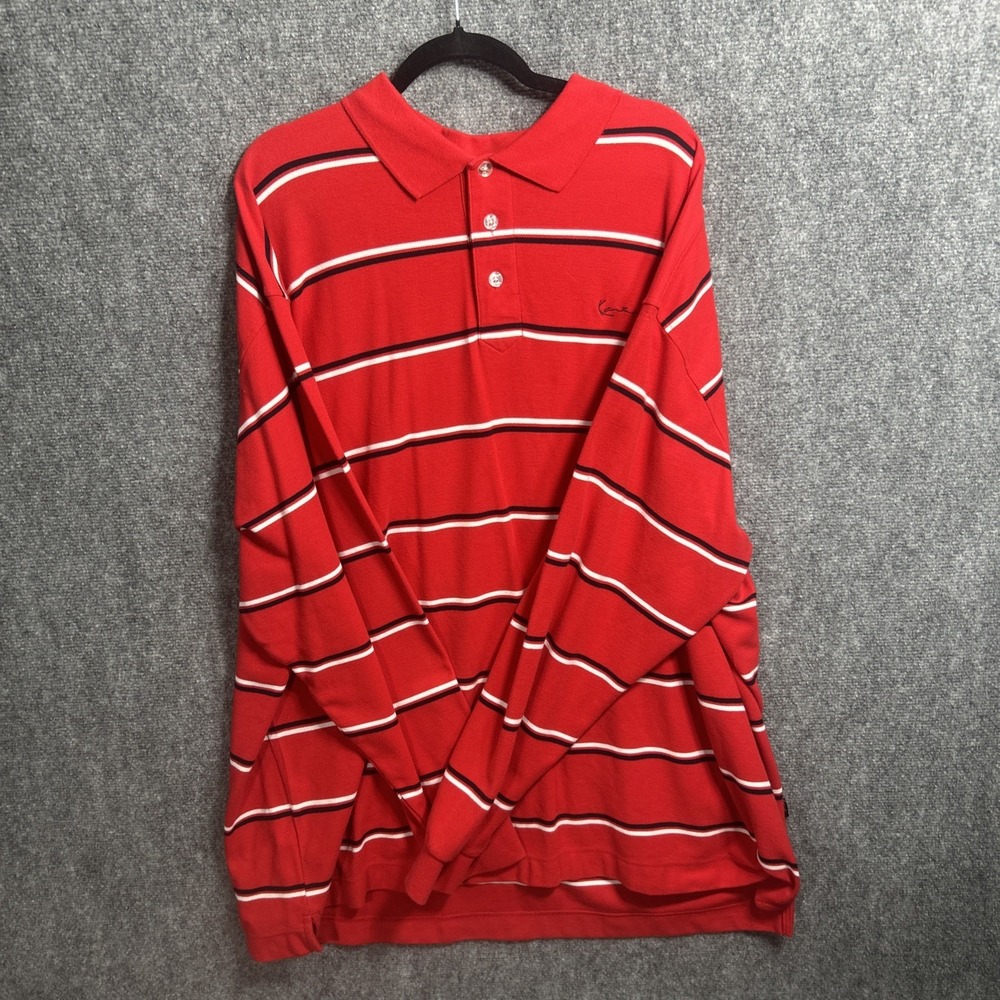 Kani Gold Big & Tall Red Long Sleeve Polo Collar 4X Embroidery Designer 4XL